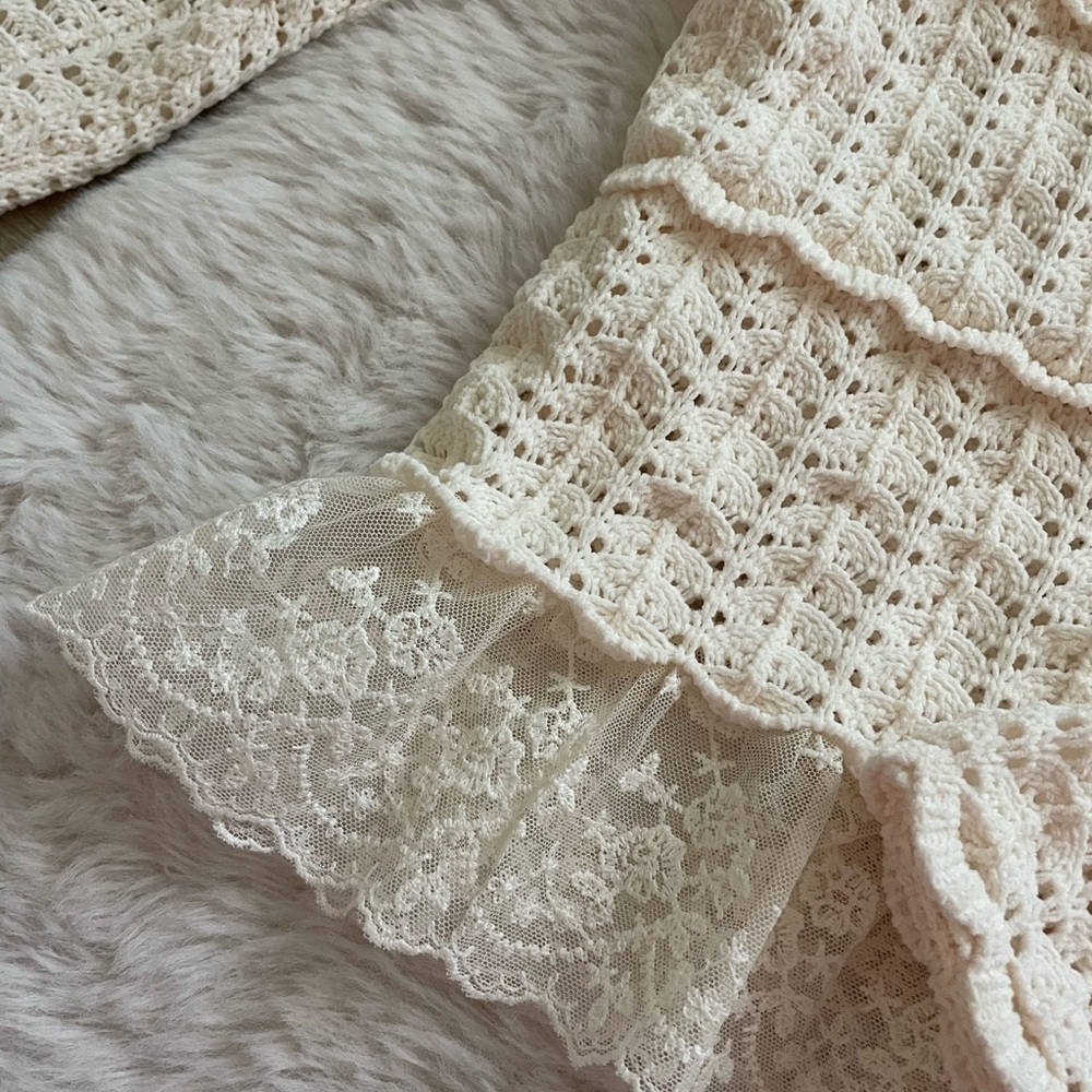 Cream Lace Crochet Skirt